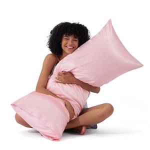 lot 10117 image: Bedsure Body Pillow Cover 20x54 Inches - Pink Satin Similar to Silk Pillowcase for Hair and Skin, Cooling and Silky Long Body Pillow Pillowcase with Envelope Closure, Gifts for Women Men