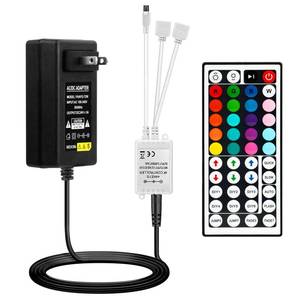 lot 10126 image: Yiliaw 44 Key IR Remote Controller Kit - Wireless Rectifier Control Box & DC 24V 3A Power Supply Adapter for RGB LED Strip Lights