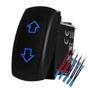lot 10156 image: Waterproof Blue Led Up Down Momentary Rocker Switch 10 Pin ON-Off-ON Momentary Switch 12V24V DC Motor Reverse Polarity DPDT 3 Position Way Toggle Switch for Car Boat Marine RV Jack Truck IP66