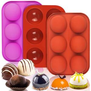 lot 10160 image: BUSOHA Silicone Molds for Chocolate - 2Pack 6 Cavity Cake Baking Silicone Molds,Medium Semi Sphere Baking Mold for Making Hot Chocolate Bomb, Jelly, ice cube,Pudding, Dome Mousse