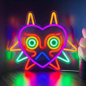 lot 10169 image: GGK Majoras Mask LED Sign LoZ Neon Sign for Room Wall Decor Gamer Gifts Zelda Mask Game Room Decor LED Neon Light for Zelda Fans (Majoras Mask)