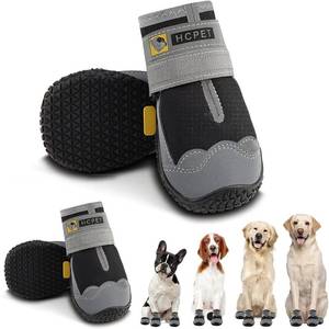 lot 10175 image: Hcpet Dog Shoes for Large Dogs, Waterproof Dog Booties for Small Medium Dogs, Anti-Slip Dog Boots & Paw Protectors for Hot Pavement Winter Snow Hiking with Reflective Straps Black Size 6
