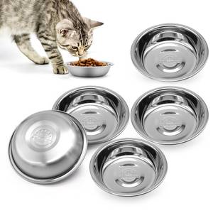 lot 10178 image: MicoSim Stainless Steel Cat Bowl-Shallow Wide Flat Cats Food Bowls,Metal Kitten Dishes Whisker Friendly Fatigue Relief,Replacement Basic Kitty Plates for Elevated Stand,Dishwasher Safe��Set of 5��