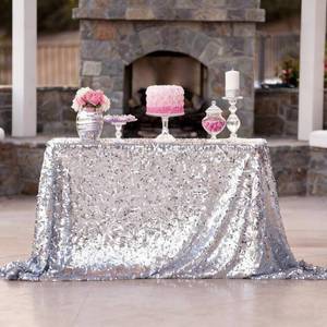 lot 10190 image: ShiDianYi 50x72Silver Sequin Tablecloth, Wedding Table Cloth, Sparkle Sequin Linens, Glitz, Sequin Cake Tablecloth, Sequin Tablecloth (50x72)