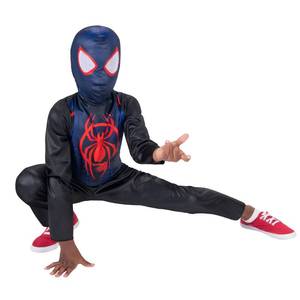 lot 10192 image: Marvel Miles Morales Official Youth Halloween Costume - Printed Jumpsuit with Fabric Mask (M) Black