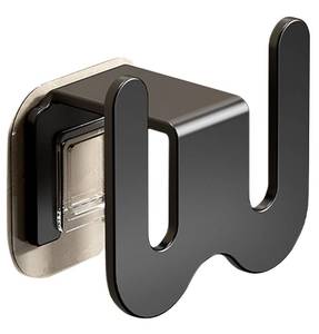 lot 10194 image: YIKANGHENG Black Slipper Rack, 3 Inch x 2 Inch Aluminium No Punching Hole Slipper Holder for Hanging Slipper, Making Your Room Tidy, Used for Bedroom and Bathroom (Black)