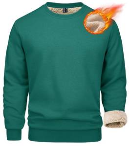 lot 11416 image: MAGCOMSEN Mens Winter Sweatshirts - Thick Cotton Crewneck Tops with Sherpa Fleece Lining - Bomber & Pullover Styles - Emerald Green
