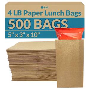 lot 11435 image: Reli. Brown Paper Bags  500 Count  Paper Lunch Bags Ideal for Small Lunches and Crafts  Perfect for Sandwiches and Snacks