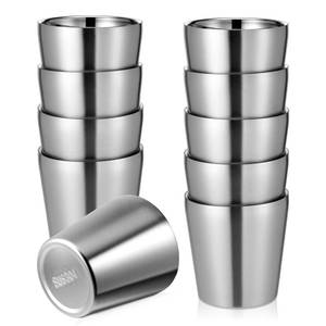 lot 11465 image: EupHHonycs 10 Pack Stainless Steel Cups 5.9 oz Double Wall Metal Cup Vacuum Water Glasses Reusable Silver Camping Mugs for Party Bar Home Restaurant Adults Travel Outdoor