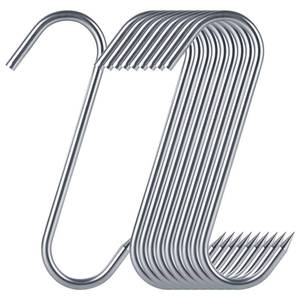 lot 11466 image: YOUNTHYE 10PCS Meat Hooks 9.4inch 10mm Stainless Steel S Shaped Hanging, Butcher S Hook Grill Meat Hook