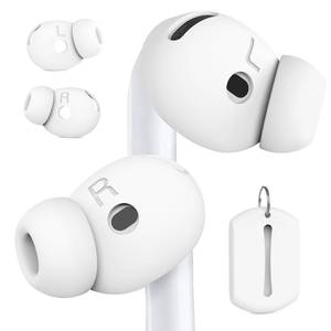 lot 12409 image: DamonLight 2 Pairs Ear Tips for AirPods 4 Grip Silicone Earbuds Cover Added Storage PouchUS Patent Registered Compatible with Apple AirPods 4th Generation (White)