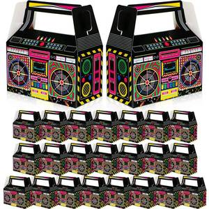 lot 12443 image: Zonon 24 Pcs 80s Party Favors Boxes 90s Novelty Boom Box Party Decoration Gift Treat Goodie Candy for Retro Radio Hip Hop Theme Table Centerpieces 4.8 x 2.4 x 5.2 Inch(New 90s)