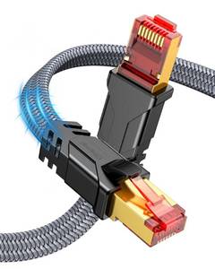 lot 12453 image: Snowkids Cat 8 Ethernet Cable 15 FT, Braided Heavy Duty High Speed InternetLANNetwork Cable, 40Gbps 2000Mhz, Indoor and Outdoor Flat Patch Cord RJ45 Connector for Gaming, PC, Modem, Router