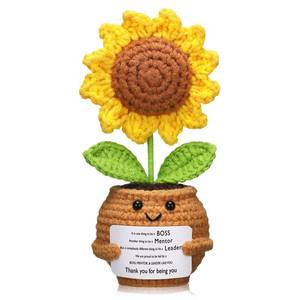lot 12454 image: Breling Chistmas Boss Gifts for Women Men Handmade Positive Doll Sunflower Doll Crochet with Card Boss Day Appreciation Gift Idea for Office Supervisor Manager Birthday Xmas Party Favor(Proud)