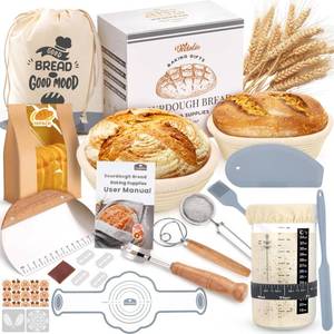 lot 13532 image: Sourdough Starter Kit, Sourdough Bread Baking Supplies, Bread Proofing Basket, Sourdough Kit for Modern Home and Kitchen, Sourdough Bread Basket, Sour Dough Kit Tools, Bread Making Tools Kit