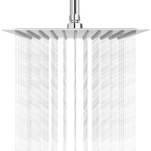 lot 13535 image: NearMoon Rain Shower Head, High Flow Stainless Steel Square Rainfall Shower, High Pressure Design, Awesome Shower Experience Even At Low Water Flow (10 Inch, Chrome Finish)