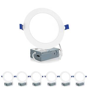 lot 13542 image: Meconard 6 Pack 6 Inch LED Recessed Ceiling Light, 2700K3000K3500K4000K5000K Selectable, Dimmable 12W110W, 1050LM, IC Rated Can-Killer Downlights with Junction Box, ETL and Energy Star Listed