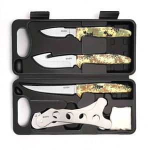 lot 14263 image: GVDV Hunting Knife Set - Deer Field Dressing Kit, Game Processor Set With Gut Hook Skinner, Spreader, Gloves - 6 Piece Butcher Gear for Men