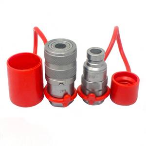 lot 14266 image: Summit Hydraulics 14 NPT Flat Face Hydraulic Quick Connect Coupler Set wDust Caps