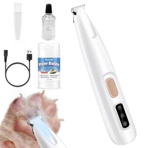 lot 14269 image: Pjordo Dog & Cat Paw Trimmer with Pet Paw Balm, Low Noise Dog Face Trimmer with Led Light, 18mm-Blade Pet Hair Trimmer for Grooming Face, Rump, Eyes & Ears, Easy to Clean & Use