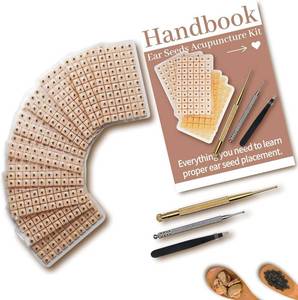 lot 14271 image: 1200Pcs Ear Seeds Acupuncture Kit, Auricular Sticker Kit with Ears Seed, Acupuncture Pen, Acupressure Ear Chart, Tweezers