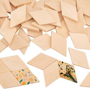lot 14272 image: OLYCRAFT 50PCS Wood Pieces - Unfinished Natural Wood Rhombus Cutout Shape Blank Slices for DIY Crafts & Holiday Decoration - 2.3x1.3x0.2 Inch
