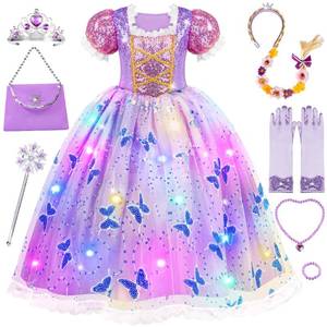 lot 14300 image: Meland Princess Dresses for Girls - Light Up Princess Costume for Little Girls, Halloween Costumes for Toddler Age 3-10, Birthday Gift for Girl (5-6 Years)