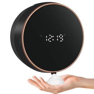 lot 14347 image: Automatic Soap Dispenser Foam Bathroom Wall Mount Rechargeable Touchless Adjustable Auto Smart Electric Plastic Black Foaming Soap Dispenser with Clock - Kitchen - Hand Dish Lotion Couple Kids