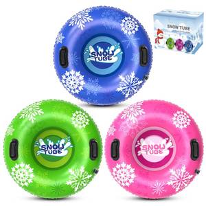 lot 15487 image: KEUCL Snow Tube, 3Packs for The Whole Family Inflatable Snow Sled for Kids and Adult, Thickened Heavy Duty Hard Bottom Sleds for Snow with Handles, Winter Toys for Outdoor Sledding Snow Tube Sports