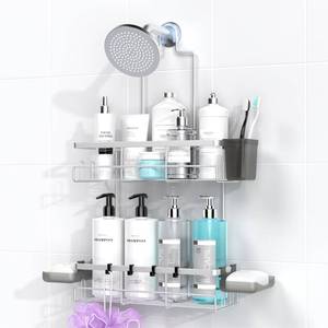 lot 15499 image: AKTECKE Shower Caddy Hanging Bathroom Organizer Rustproof Shower Shelf for Inside Shower - No Drilling Shower Racks Over Showerhead - Bath Shelves Rack for Shampoo Soap Chrome