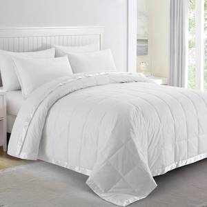 lot 15500 image: puredown� Blankets Queen Size - Soft Lightweight Down Blanket for Bed, Cozy Warm Luxury Bed Blanket with Satin Trim, White (90X90)