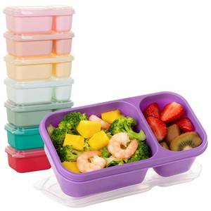 lot 16323 image: Dingerjar 8 Pack Wheat Straw Snack Containers with Lids, 2-Compartment Reusable Bento Boxes for Meal Prep, Travel, Camping, and On-the-Go Snacks, Leak-Proof & Dishwasher Safe (8 Colors)