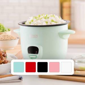 lot 16331 image: Dash Mini 16 Ounce Rice Cooker in Aqua with Keep Warm Setting