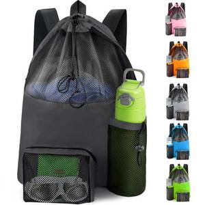 lot 16341 image: HOHOM Mesh Swim Bag Beach Drawstring Backpack, Waterproof Gym Bags for Women and Men, Large Pool Bag Swimming Gear for Swimmers