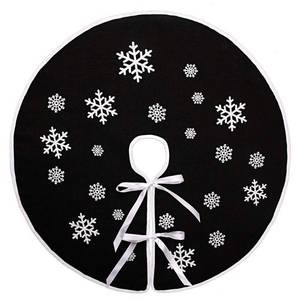lot 16345 image: MACTING Black Christmas Tree Skirt 30 Inch Small Burlap Tree Mat with White Snowflake Printed for Xmas Tree Farmhouse Holiday Party Indoor Home Christmas Decorations