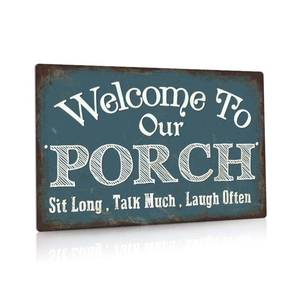 lot 16346 image: Putuo Decor Welcome to Our Porch Sign, Aluminum Metal Wall Sign for Home, Bar, Farmhouse, 12x8 Inches Use OutdoorIndoor