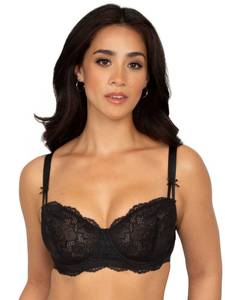 lot 16370 image: Smart & Sexy Womens Temptation Lace Balconette Bra Black Hue 36DDD