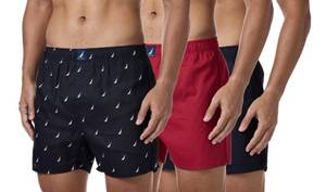 lot 16385 image: Nautica Mens Cotton Woven 3 Pack Boxers L