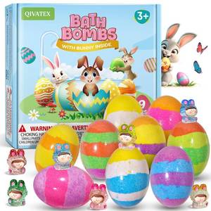 lot 16404 image: Qivatex Bath Bombs with Toys Inside, Easter Basket Stuffers, Natural & Organic Kids Bath Bombs, Bubble Bath Birthday Easter Gifts Set for Kid Boys and Girls Ages 3