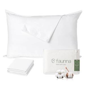 lot 16432 image: FAUNNA 100% Cotton Pillow Protectors, Bed Bug Proof, Hypoallergenic, Featuring Antimicrobial Product Protection for Enhanced Freshness, - Premium Breathable Zippered Protectors(Standard Size, 4 Pack)