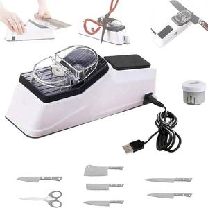 lot 16442 image: 2026 New Electric Knife Sharpener, Generic USB Electric Knife Sharpener, With Replacement Grinding Tools, Double Sided Knife Sharpener, Quick Sharpening & Polishing, Stable Non-slip Base 1 pcs
