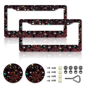 lot 16445 image: Anime License Plate Frames��Anime Car Accessories for Women and Men ��Cute Soot Sprites License Plate Holder��Aluminum License Plate Frame Fits Standard US Vehicles Size 12.2 x 6 Inch (Black 01-2pcs)