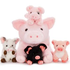 lot 16447 image: Karister 5Pcs Pig Stuffed Animal, 16 Inch Mommy Pig Plush with 4 Soft Cuddly Baby Piggy Plushies in Mother Pigs Belly, Kawaii Chirstmas Birthday Gift for Girls Boys Kids, Baby Shower Decor