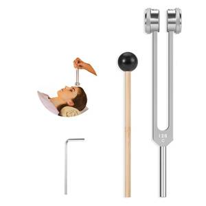 lot 16448 image: Tuning Fork 128hz with Reflex Hammer for Healing Chakra Set,HealingSound Therapy, Aluminum Alloy Sensory Tuning Fork Activator for Healing, Therapy Non Magnetic