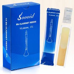 lot 16458 image: Sovvid Bb Clarinet Reeds Strength 2.5 with Portable Reed Case, Box of 10, Individually Packaged Reeds for Clarinet, Thinner Vamp Cut for Ease of Play