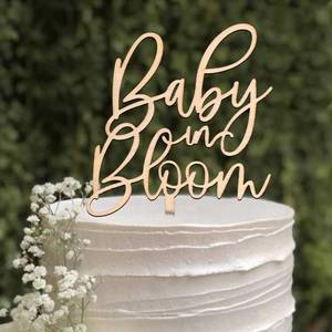 lot 16460 image: ZAIBIANHAO Baby in Bloom Cake Topper,Baby Shower Cake Sign,Pregnancy Reveal, Baby shower Decorations,Birth Announcement, Custom Baby Cake Topper (bloom topper)