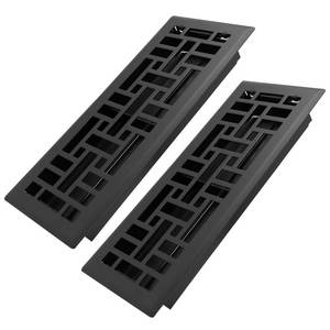 lot 16465 image: Howeall 4x12 Inches 2 Pack Heavy Duty Walkable Floor Register Easy Adjust Air Supply Lever Floor Vents - Seattle Design - Vent Cover for Home Floor - Matte Black