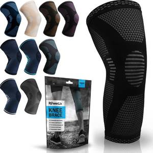 lot 16470 image: POWERLIX Knee Compression Sleeve - Best Knee Brace for Men & Women �� Knee Support for Running, Basketball, Weightlifting, Gym, Workout, Sports, (Black, Large)