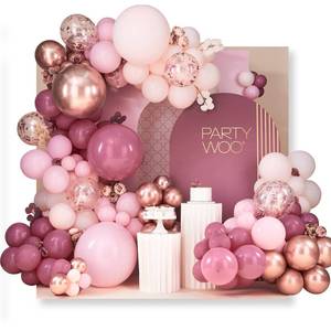 lot 16476 image: PartyWoo Dusty Rose Balloon Arch Kit, 140 pcs Pink Balloon Garland Kit, Rose Gold Balloons, Metallic Balloons for Dusty Pink Birthday Decorations Women, Bridal Shower, Wedding, Bachelorette Party