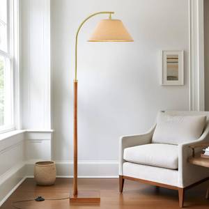 lot 17115 image: G-SAFAVA 63 Floor Lamp for Living Room with Foot Switch Wood Standing Lamp Tall Lamp Mid Century Modern Arc Floor Lamps for Bedroom Office Industrial Reading